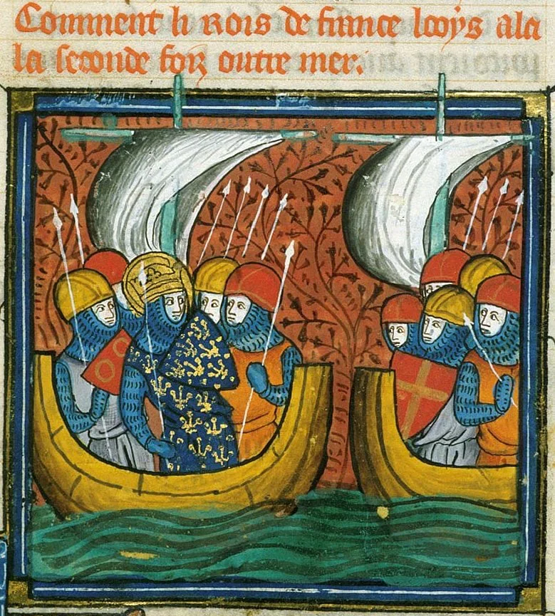 Louis IX en mer dans une miniature du quatorzième siècle