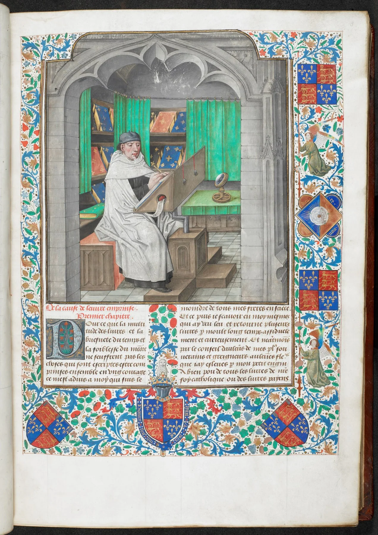 Vincent de Beauvais écrivant dans un manuscrit de la fin du quinzième siècle